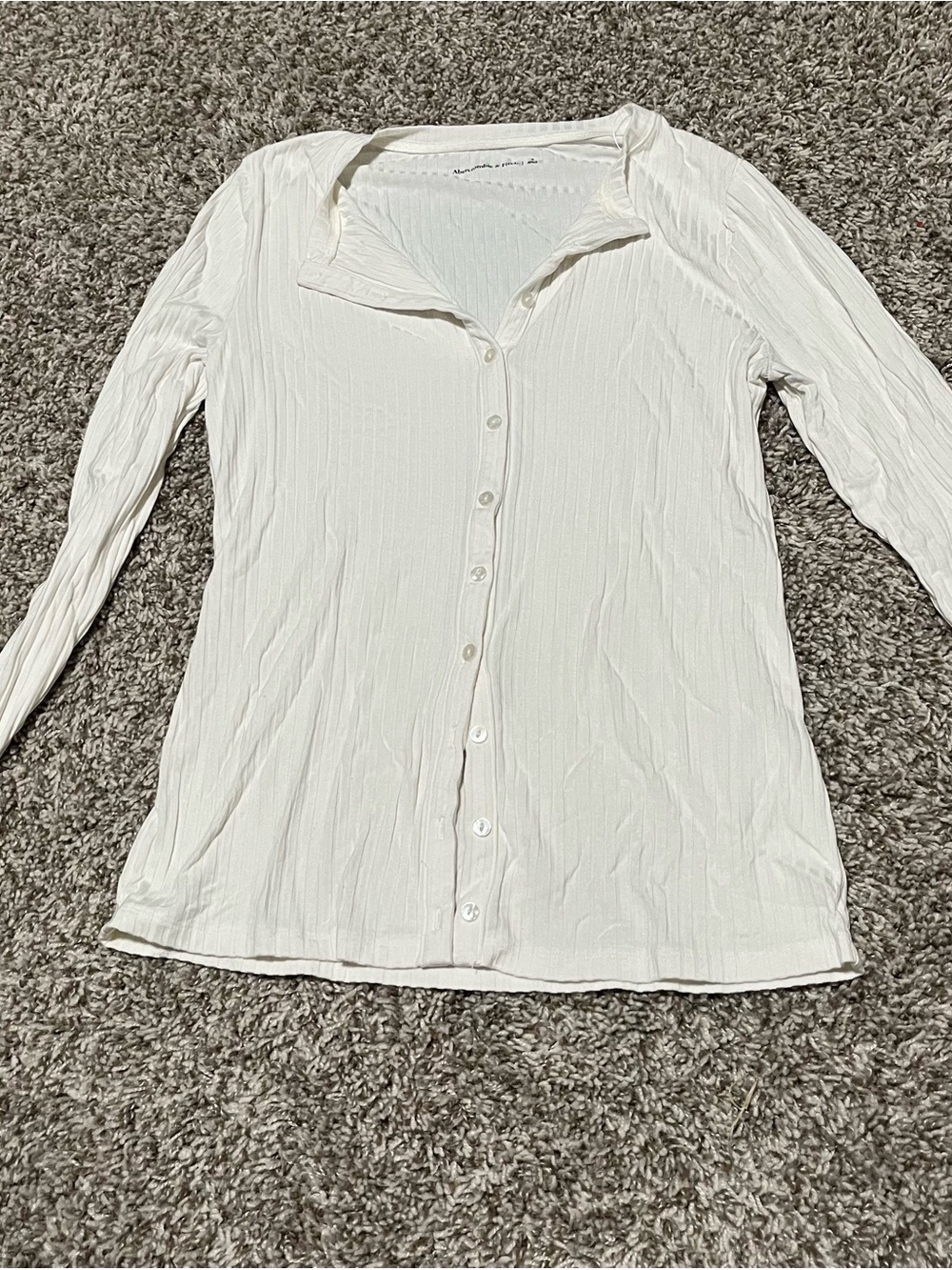 Abercrombie & Fitch Cream Button-Front Long Sleeve Top